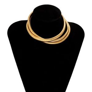 “Alice” gold plated twisted metal choker necklace